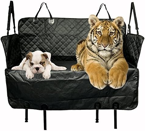 Petseeker Pet Seat Cover, Dog Hammock, Waterproof &amp; Non-Slip &amp; Scratch Proof Car Back Seat Protector with Extra Side Flaps &amp; Anchors, Heavy Duty Durable and Machine Washable Backing - Black