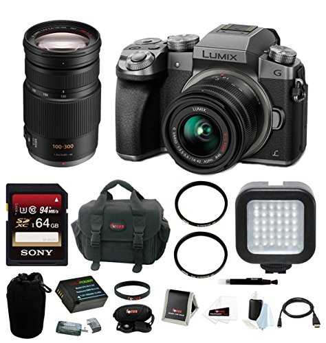 Panasonic LUMIX G7 Camera Kit (Silver) with 14-42mm and 100-300mm Lenses