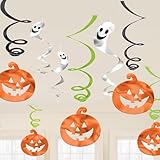 Halloween Hanging Pumpkins and Ghosts Foil Swirls Value Pack- Family Friendly- 12 Pack