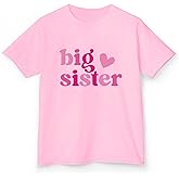 Kreleurs Big Sister Shirt for Girls Toddler Sis Announcement Short Sleeve Graphic Tee Tops