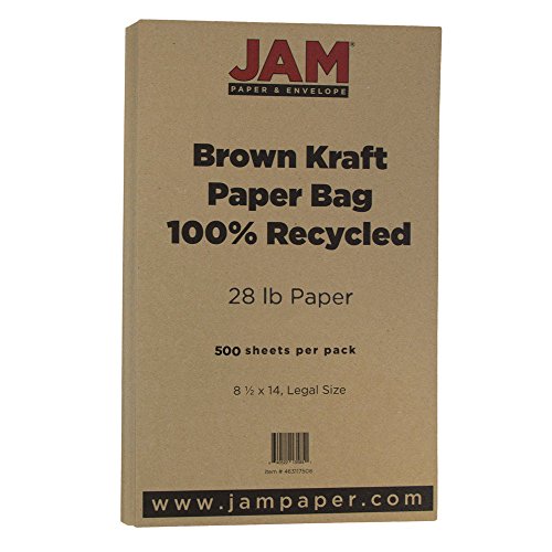 JAM PAPER Legal Matte 28lb Paper - 8.5 x 14 - Brown Kraft PaperBag - 500 Sheets/Ream