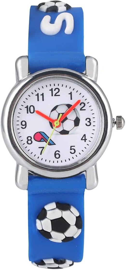 Precioso reloj de cuarzo clásico pequeño esfera blanca relojes de cuarzo cómodo negro patrón de fútbol correa de silicona reloj de pulsera