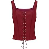 NIHONCOS Womens Pirate Renaissance Tank Top Medieval Waist Cinched Corset Slim Strap Vest Bodice Halloween Cosplay Costume