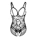Deksias Women Bodysuit Teddy Sexy Lingerie Plus Size (XXXL, Black)