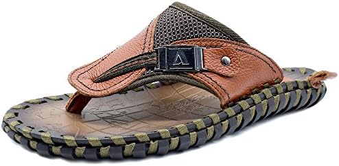 Autumn Melody Fashion Outdoor Casual Personalize Exquisite Handmade Genuine Leather Men's Sandals Size 9 US Brown