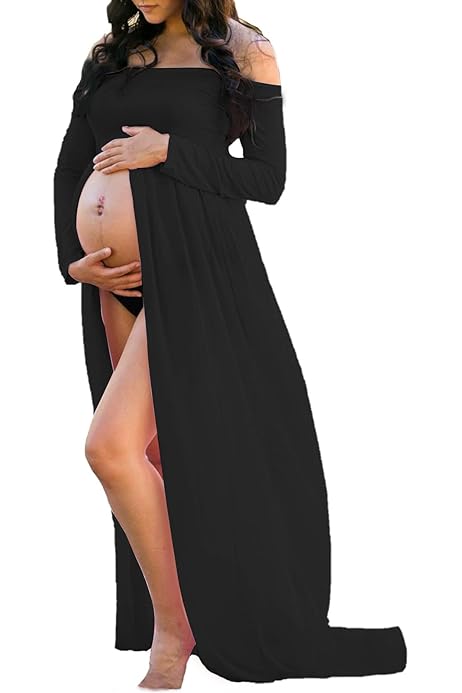 Summer Boho Chic Long Sleeve, Side Split Maxi For Baby Showers