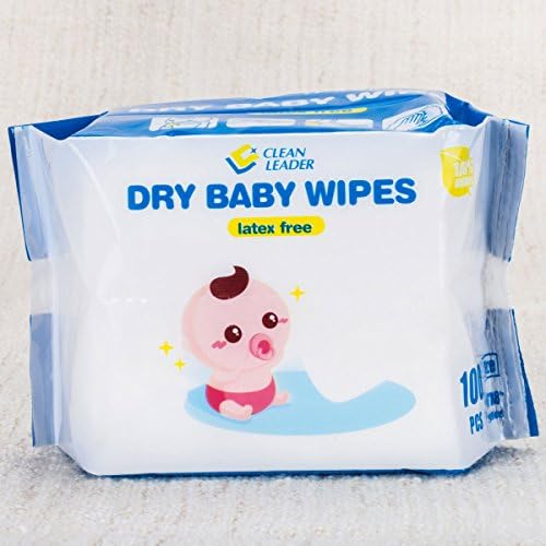 CLEAN LEADER Natural Clean Baby Dry Wipes, Multi-Purpose, Used by Hospitals, Thick and Convenient,4.5x8 Inches 100 Count