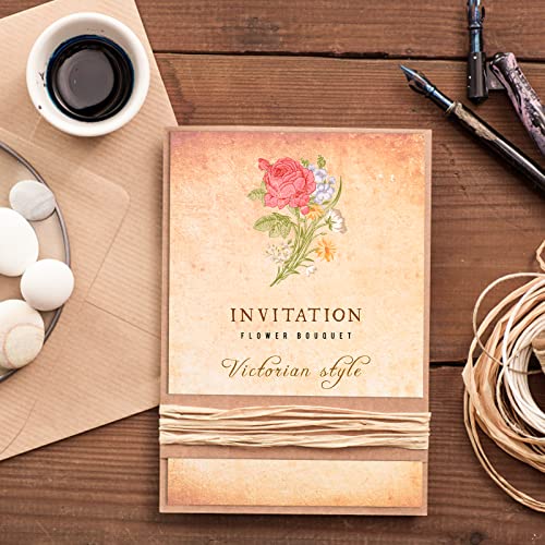 Koogel 220 Sheets Vintage Stationery Paper, Old Fashion Letter Paper 11 x 8.5 Inch Antique Looking Paper 10 Designs for Writing Calligraphy Scrapbook Wedding Invitation Printing