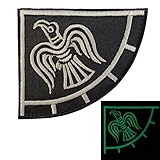 Glow Dark Rare Viking Raven Banner Odin God of War Embroidered Hook-and-Loop Patch