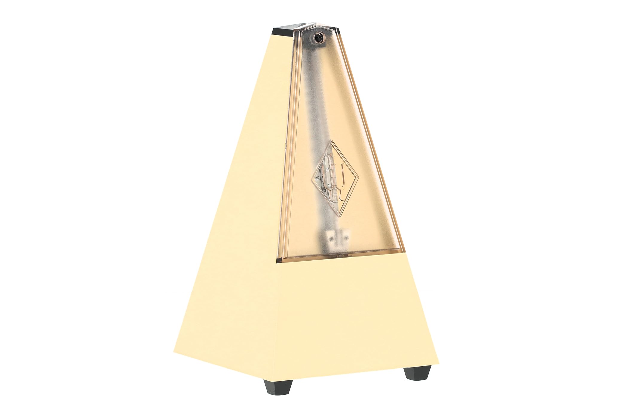 Wittner Metronome Taktell Pyramid Shape System Maelzel Series 802K - Plastic casing - With bell - With plexiglas lid - Ivory coloured - Mechanical winding - No batteries required - Made in Germany