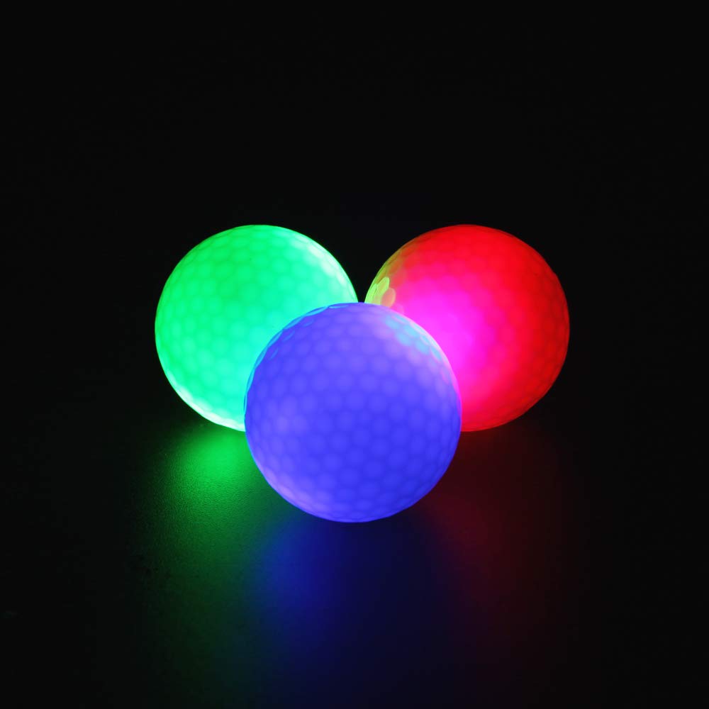 ILYSPORT LED Golf Balls, Glow in the Dark Night Glow Golf Balls (Mixed 3 colors)