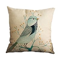 Nunubee Decorative Linen Pillow Covers 18 x 18 Pillowcases Throw Pillows Case Cushion for Sofa Birds 2