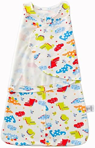 WICIHODOO Sleeping Sack 100 Percent Cotton Original Swaddle Blanket 1-PK,Cute Dinosaur,9-20 lbs,Long wing design