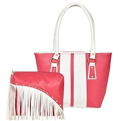 Ayasa Pu Leather Stylish Handbag for Women with Sling bag, Updated design and Premium Qaulity,Casual Occasion Handbag and Sling bag combo(Pink and White Colour)