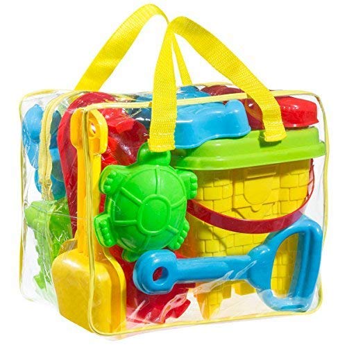 FoxPrint GT 1 Beach Sand Toy Set, Models & Molds, Bucket, Shovels, Rakes, Mesh Bag with Pull Strings - //coolthings.us
