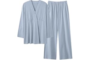 Women's Built in Bra Maternity Pajamas Soft Nursing Postpartum Lounge Sets for Breastfeeding Cotton Pregnancy 2 Piece Pjs