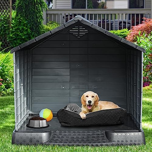 YITAHOME 41'' Large Plastic Dog House Outdoor Indoor Doghouse