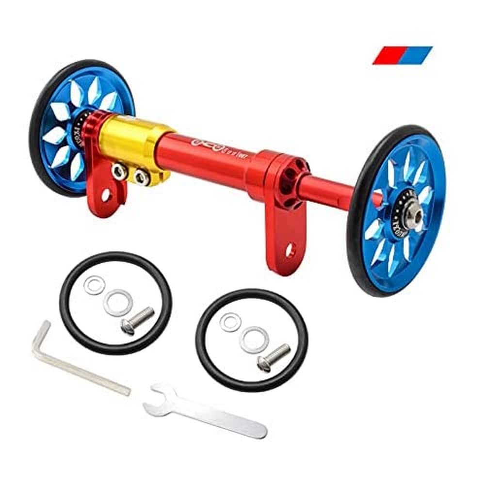 Wheel Extender for BROMPTON Eazy Wheels Extension Rod RED / BLUE (Extender + 2 easy wheels)