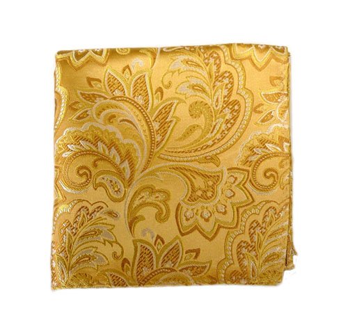 THE TIE BAR 100% WOVEN SILK GOLD PAISLEY POCKET SQUARE