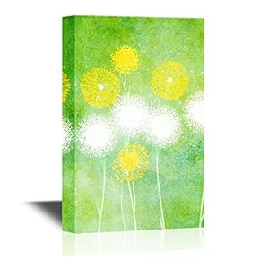 Canvas Wall Art - Illustration of Abstract Flowers, Dandelions and Herbs - Gallery Wrap Modern Home Art | Ready to Hang - 12x18 inches