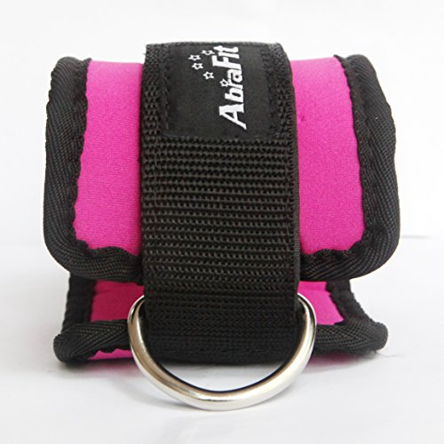 AbraFit Ankle Straps - for Cable Machines, Ab, Leg & Glute Exercises, Improved Wider and Longer, Durable &Lightweight, Free Carry Bag Included, (Pink,Pair)
