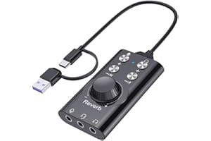 USB-C to 3.5mm Audio Adapter with Volume Control, Virtual 7.1 Surround Sound, 16bit/48KHz, for PC, Laptop, Desktop and Headse