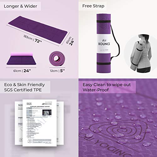 Unbeatable 6mm Thickness Yoga Mat with Alignment lines, Free Carrying