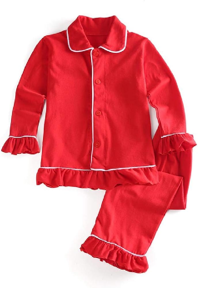 Kids Sleepwear Suit Solid Pajamas Ruffle Baby Girl Pyjamas Set Amazon