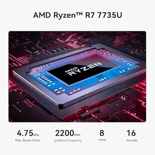 Beelink SER5 MAX Mini PC Windows 11 Pro, AMD Ryzen 7 7735U with 8 Cores and 16 Threads up to 4.75GHz, 16GB LPDDR5 RAM and 500GB SSD, 4K 60Hz Screen with Support for up to 3 Screens, BT5.2, Wi-Fi6