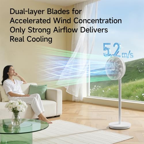Deerma 16" Stand Fan, Floor Fan 60W with 3 Mode/Speed, 7 Leaf Blade, 4 Adjustable Height & Tilt