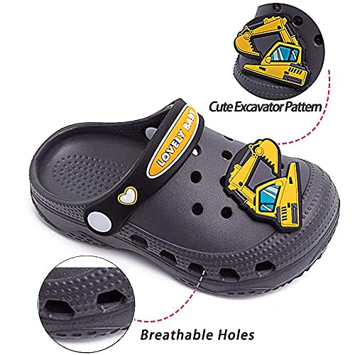 Kids Clogs for Boys Girls Non-Slip Cute Garden Shoes Children Lightweight Beach Pool Shower Slippers Sandals Mules Grey 180