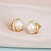 18K Gold Plated Stud Earrings Golden Zircon Twist Simulated Pearl for Women Jewelry