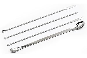 HLGHLG 1 Set Stainless Steel Micro Sampling Spoons and Spatulas Lab Reagent Spoon Spatula Set Pack of 4 Laboratory Supplies