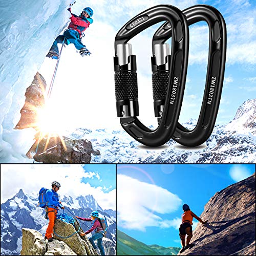 Jhua Rock Climbing Carabiner Aluminum Locking Carabiner Clip, 2pcs 24KN