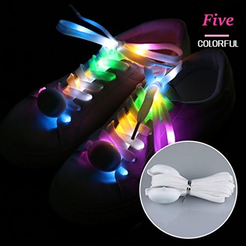 101Bsboy LED Shoelaces, Nylon Light Up Shoe Laces with 3 Modes for Night Safety Running Biking, Or Cool Disco Party, Cosplay, Hip-hop Dance (RGB 5 Colors)