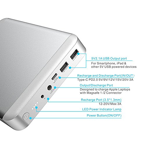 Portable Laptop Charger USBC Power Bank for Laptops, POWEROAK 36000mAh External Laptop Battery