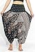 NaLuck Women's Bohemian Hobo Boho Hippie Floral Print Baggy Jumpsuit Rayon Smocked Waist Yoga Aladdin Harem Pants Relaxation PH06-Black, Free Size
