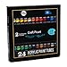 Acrylic Paint Set 24 Colors with 2 Brushes Perfect For Canvas, Wood, Ceramic. Non toxic & Vibrant Colors. Premium Quality Kit For Professional Artist, Students, Beginners & Kids
