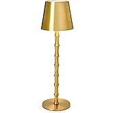 Two's Company LED Cordless Gold Bamboo Table Lamp in Gift Box, 14.5-Inch, Iron