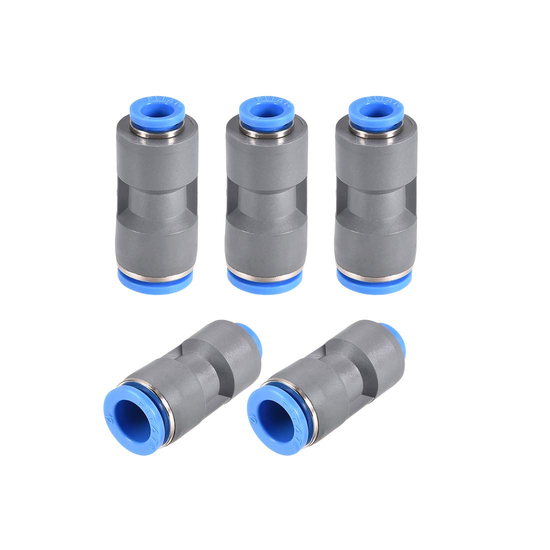 sourcing map Straight Push to Connector Reducer Fitting 12mm to 8mm Quick Release Pneumatic Connector Plastic Union Pipe Tube Fitting Grey 5Pcs