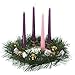 Golden Pine Cone and Purple Ribboned Christmas Advent Wreath