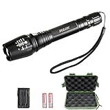 Zglon 1000 Lumens Super Bright LED Tactical High Powered Handheld Torch Flashlights with 2 Rechargeable 18650 Batteries for Cycling Hiking Camping Emergency