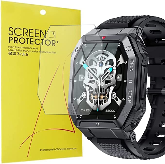 Blueshaweu Compatible for LEMFO Military Men Smartwatch Screen Protector, [6 Pack] Full Coverage TPU Clear Film Compatible with LEMFO Military Smartwatch K55/LIGE K55 Smart watch 1.85" (6 pack)