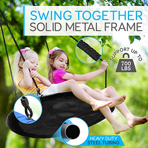 SereneLife Saucer Swing with Hang Kit, Outdoor Tree Swing with Swivel