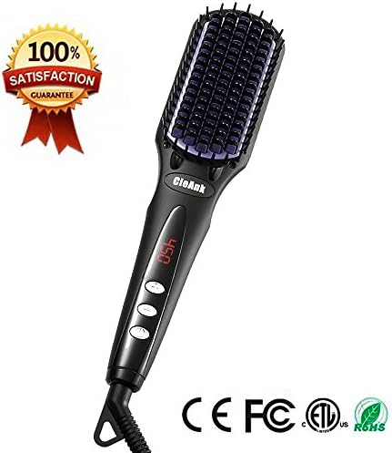 Hair Straightening Brush CieAnk Straightener Brush with Heat Resistant Glove, the best Electric Ceramic Ionic Hair Straightening Brush with Anti-Scald Comb Teeth for Straighten Hair