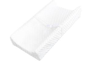 YENING Mini Baby Diaper Changing Pad for Dresser Top with Cover 27" x 16", Waterproof Lining Small Foam Contoured Changing Table Pads Topper White