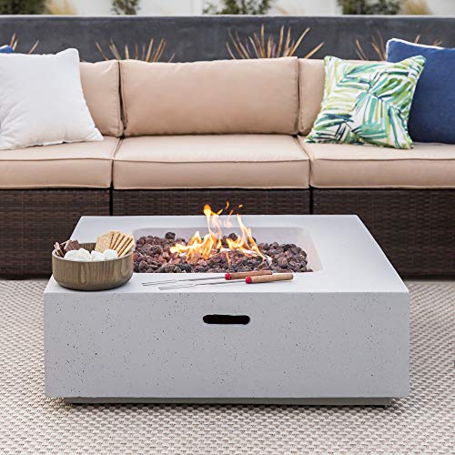 Best Choice Products 35x35in 40,000 BTU Outdoor Square Propane Fire Pit Table w/Lava Rocks, Protective Cover - Gray