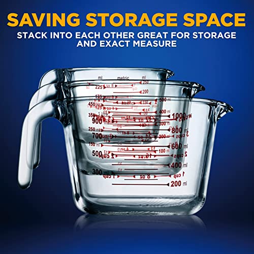 NutriChef 3 Pieces Measuring Cups BPAFree Premium Heat Resistant