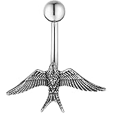 HZMAN 14G Gothic Belly Button Rings Surgical Steel Internally Threaded Belly Rings Navel Piercing Jewelry For Women Men