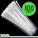 Tarvol Nylon Zip Ties (Pack of 100) 8 Inch with Self Locking Cable Ties (White)